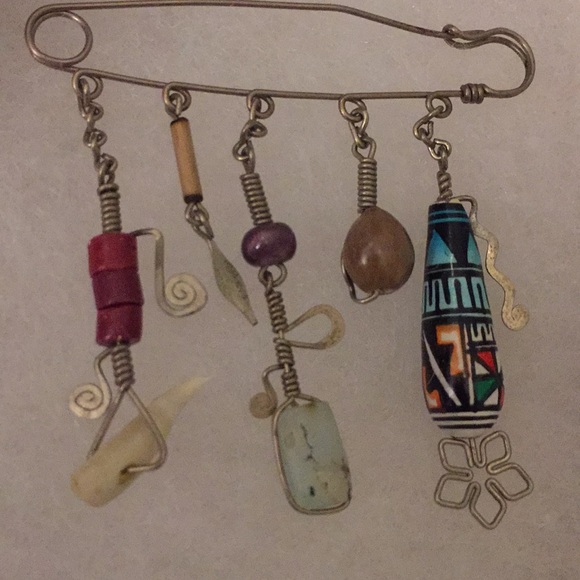 Wearable Art pin “Diaper pin” BoHo/gypsy/festival - Picture 6 of 8